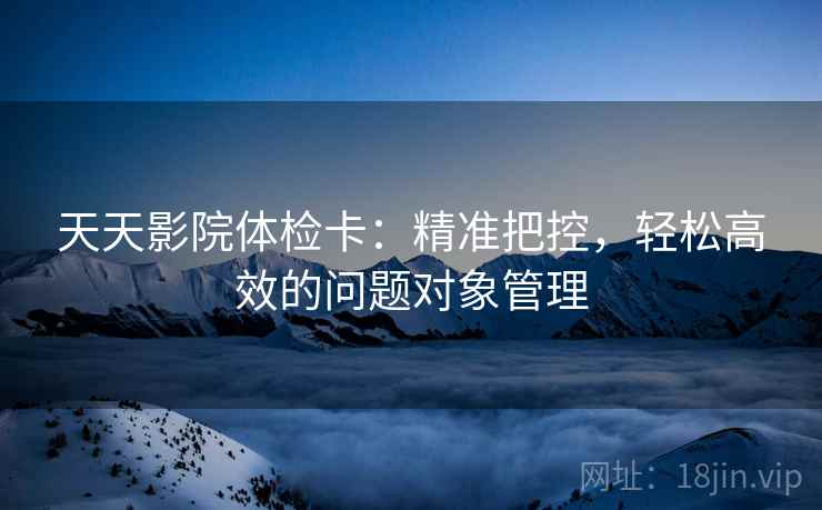 天天影院体检卡：精准把控，轻松高效的问题对象管理